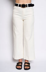 jeans wide white slightly stretchy french fashion - volange paris 