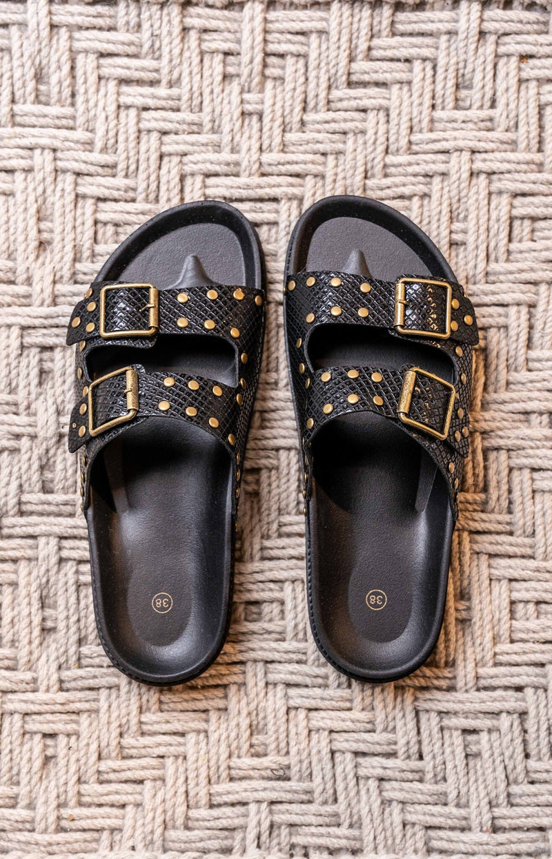 Comfortable sandals brass studs french fashion - volange paris 