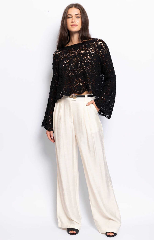 CHIC WIDE LEG TROUSER OFF WHITE FRENCH FASHION - VOLANGE PARIS