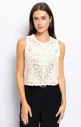 ELEGANT OFF WHITE CROCHET TOP FRENCH FASHION - VOLANGE PARIS