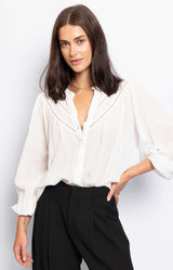 RELAX FIT WHITE COTTON BLOUSE FRENCH FASHION - VOLANGE PARIS