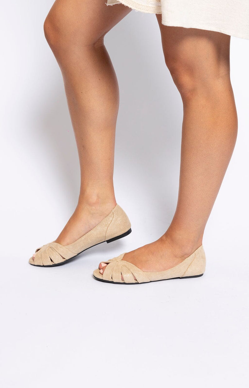 Volange PEEP TOE FLATS BEIGE