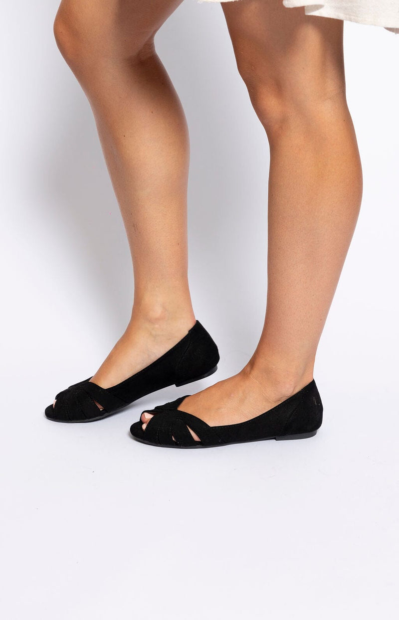 Volange PEEP TOE FLATS BLACK