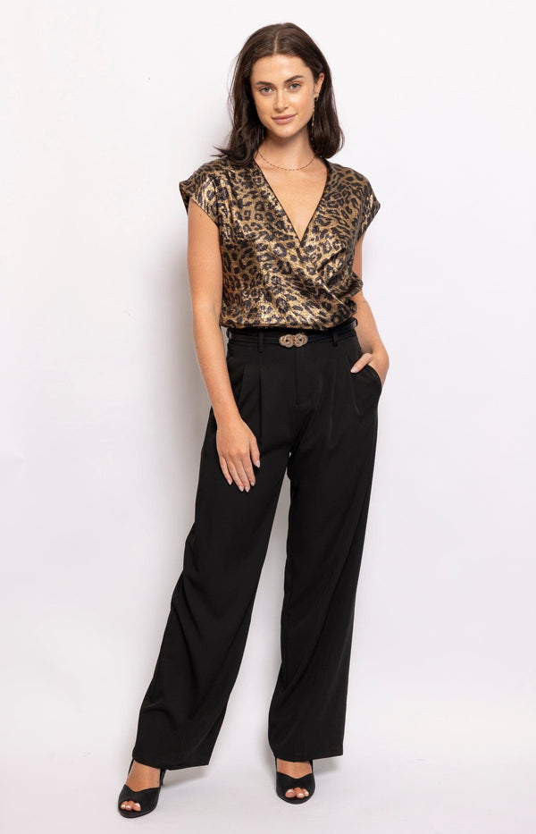 STRIKING METALLIC LEOPARD PRINT TOP FRENCH FASHION - VOLANGE PARIS