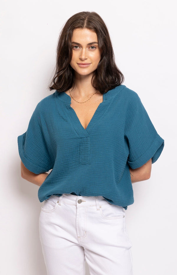 Volange TOP COTTON TEAL