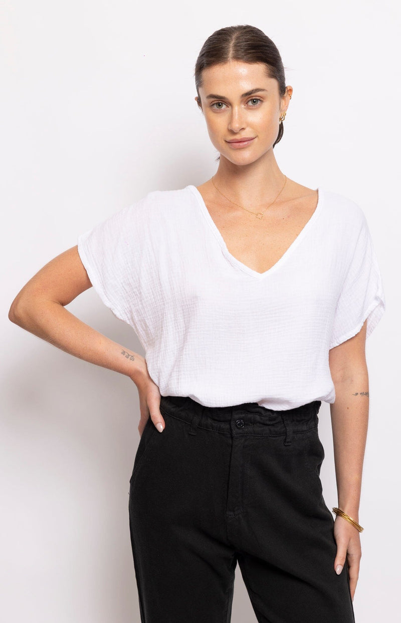 CRISP WHITE COTTON BLOUSE FRENCH FASHION - VOLANGE PARIS