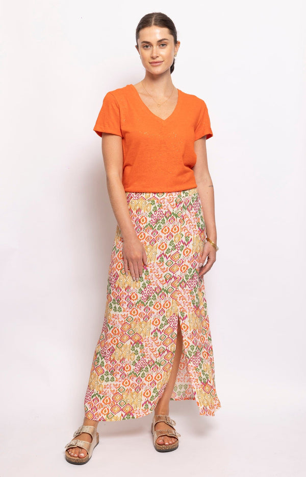 ABSTRACT PRINT MAXI SKIRT  FRENCH FASHION - VOLANGE PARIS