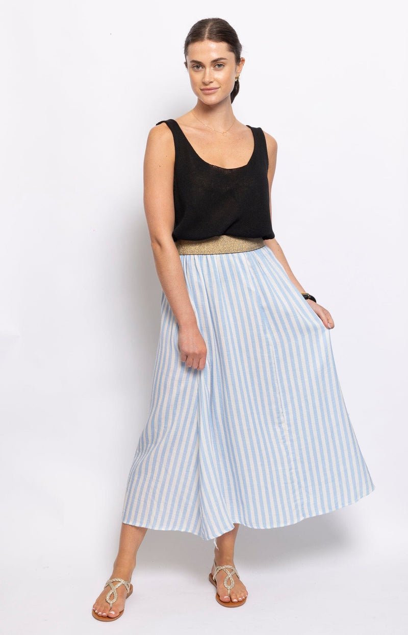 GOLD WAISTBAND COTTON SKIRT FRENCH FASHION - VOLANGE PARIS