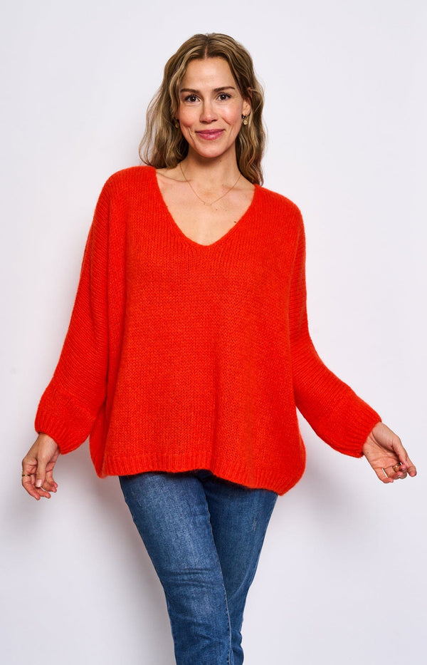 oversized jumper orange soft wool blend french fashion - volange paris 