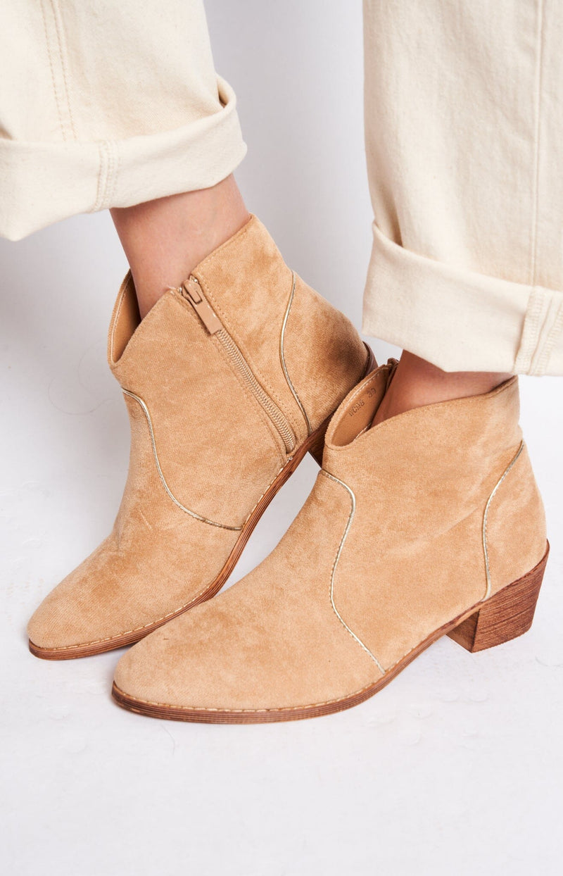 Tan beige BOOTS WITH GOLD DETAILS - VOLANGE PARIS