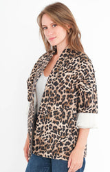  leopard patterned quilted jacket 100% cotton french fashion - volange paris 